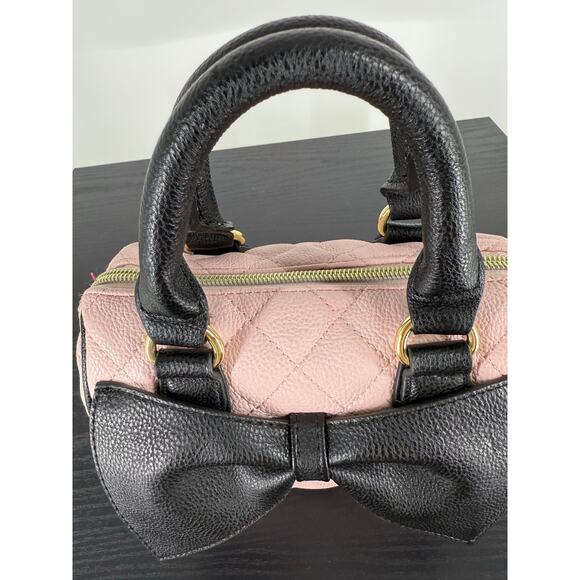Betsey Johnson Quilted Mini Top Handle Handbag with Bow in Pink - Picture 12 of 13